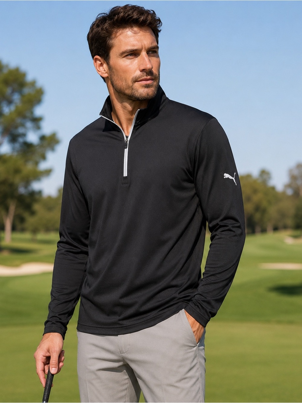 PUMA Golf Men’s Icon 1/4 Zip Pullover Black Size L NWT